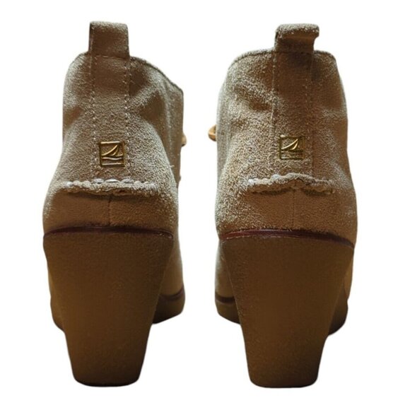 Sperry Womens Tan sz 7M Harlow Wedge Ankle Boot Winter Top Sider Suede Lace Up - Picture 6 of 12